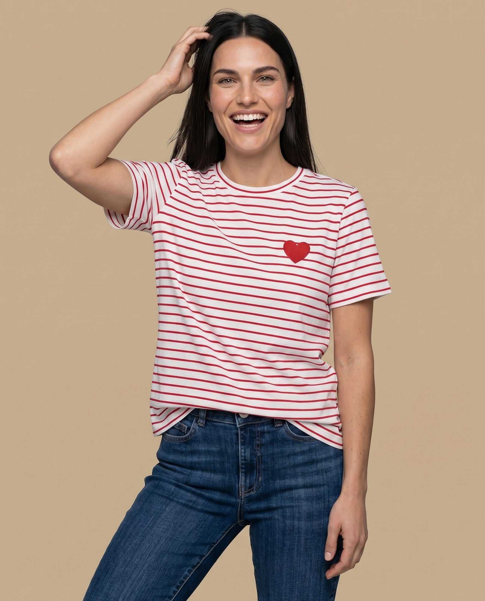 Camiseta rayas manga corta bordada - Crudo 34_902H011_CRU110602_0