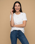 Camiseta manga corta bordada palmeras - Crudo