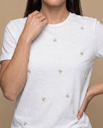 Camiseta manga corta bordada palmeras - Crudo