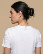 Camiseta manga corta bordada palmeras - Crudo