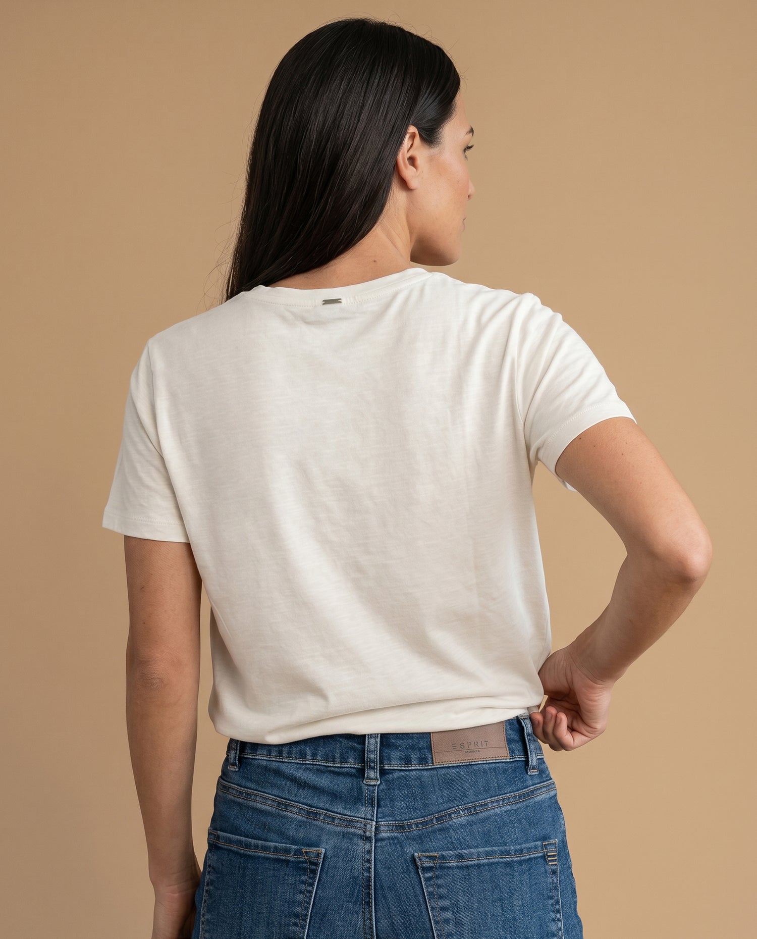 Camiseta manga corta bordada palmeras - Crudo