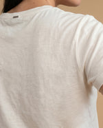 Camiseta manga corta bordada palmeras - Crudo