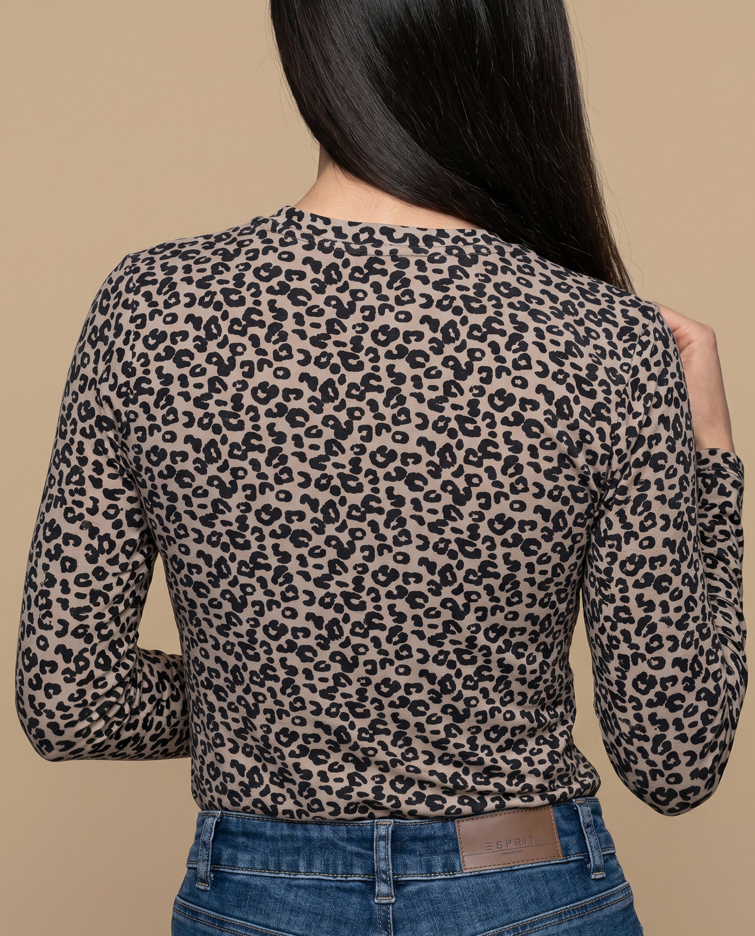 Camiseta manga corta animal print - Café