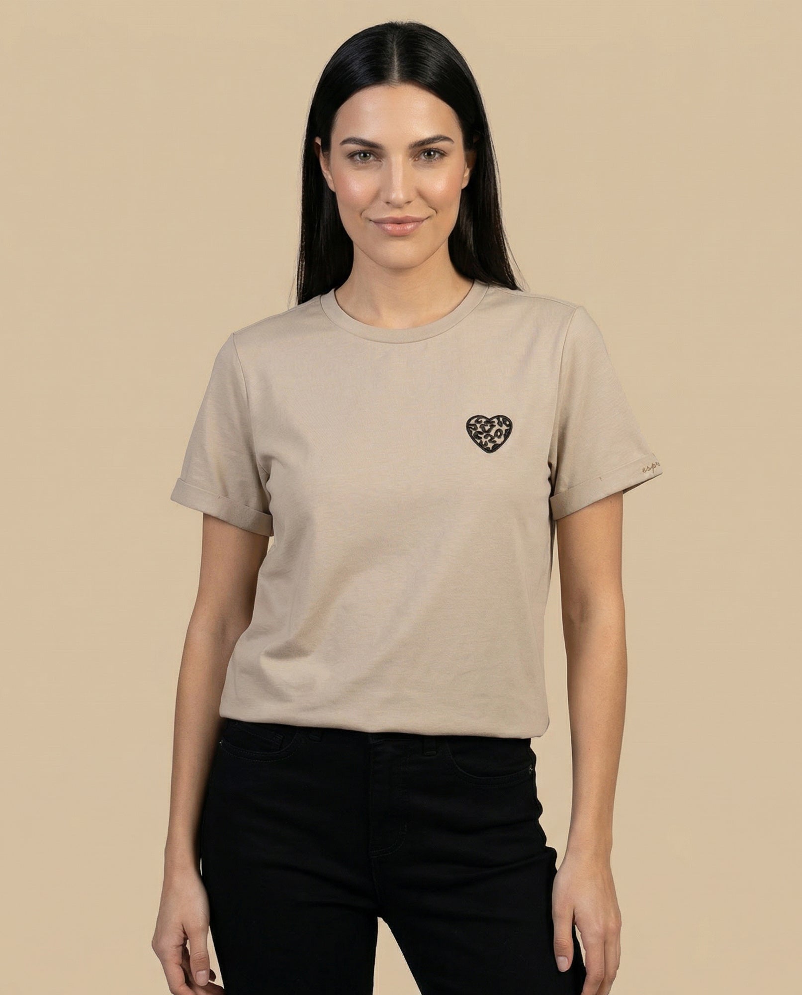Camiseta cuello redondo con bordado en pecho - Café 34_905H004_CAF151213_0