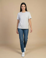 Camiseta cuello redondo con aplicaciones de pedrería - Gris
