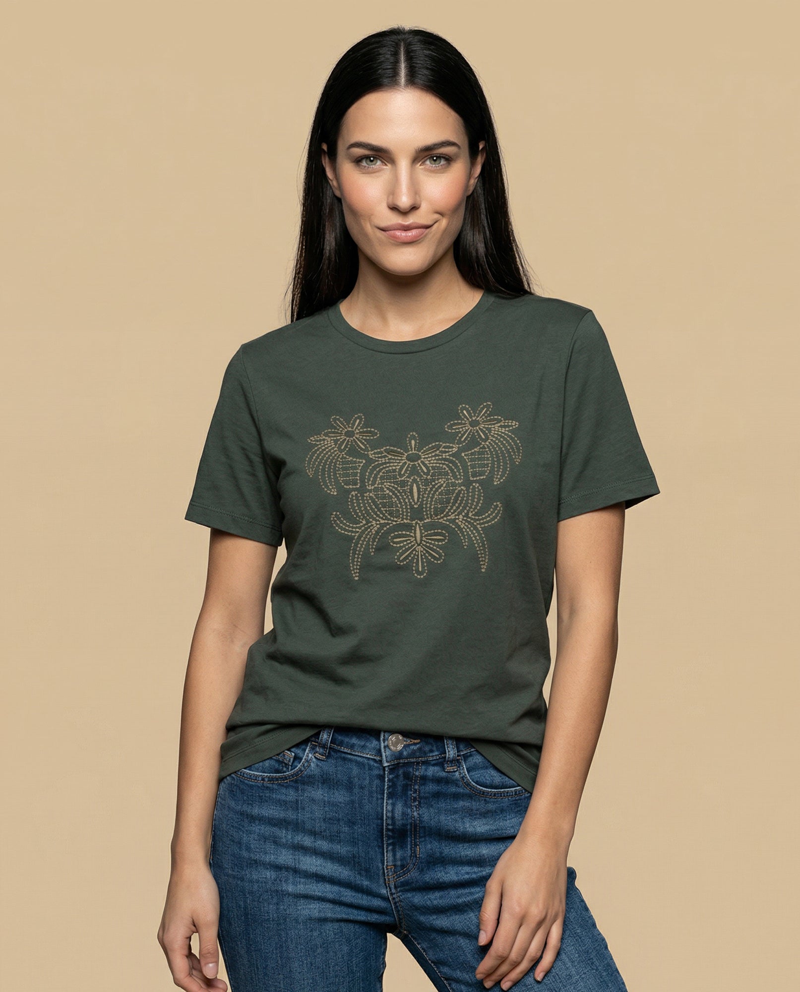 Camiseta básica de algodón cuello redondo - Verde 34_905H006_VER190622_0