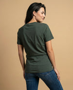 Camiseta básica de algodón cuello redondo - Verde