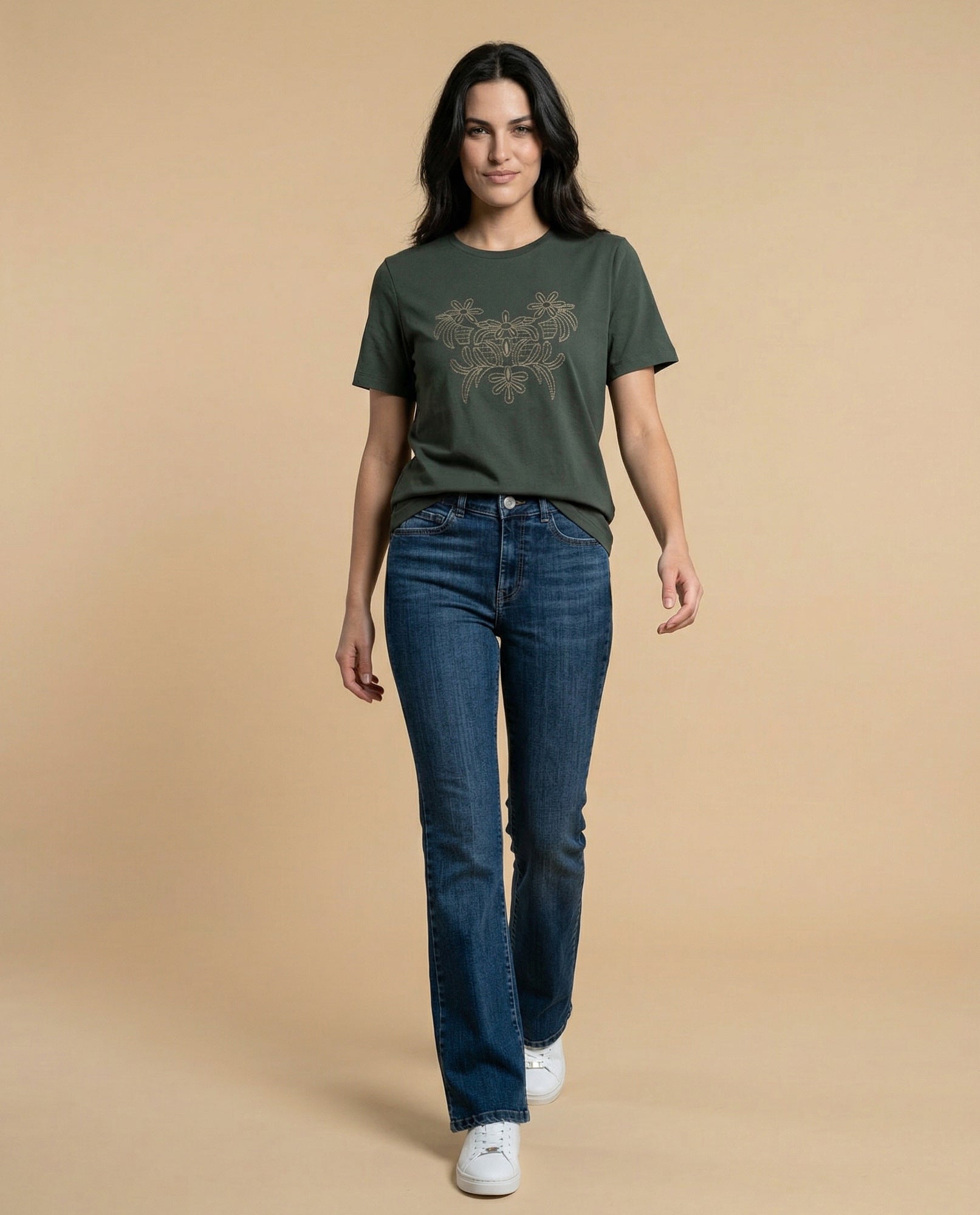 Camiseta básica de algodón cuello redondo - Verde 34_905H006_VER190622_5