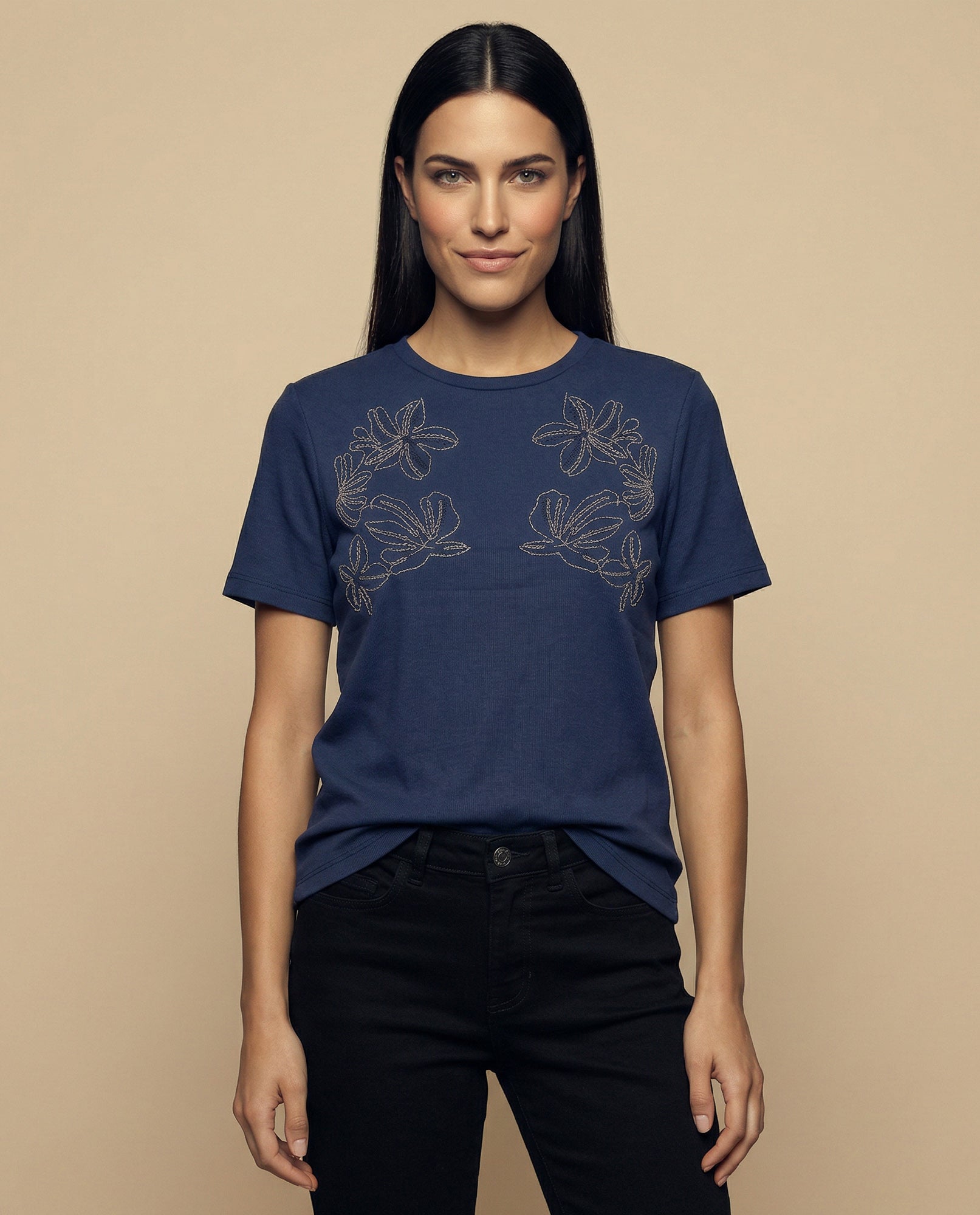Camiseta cuello redondo manga corta básica - Azul 34_905H007_AZU193933_0