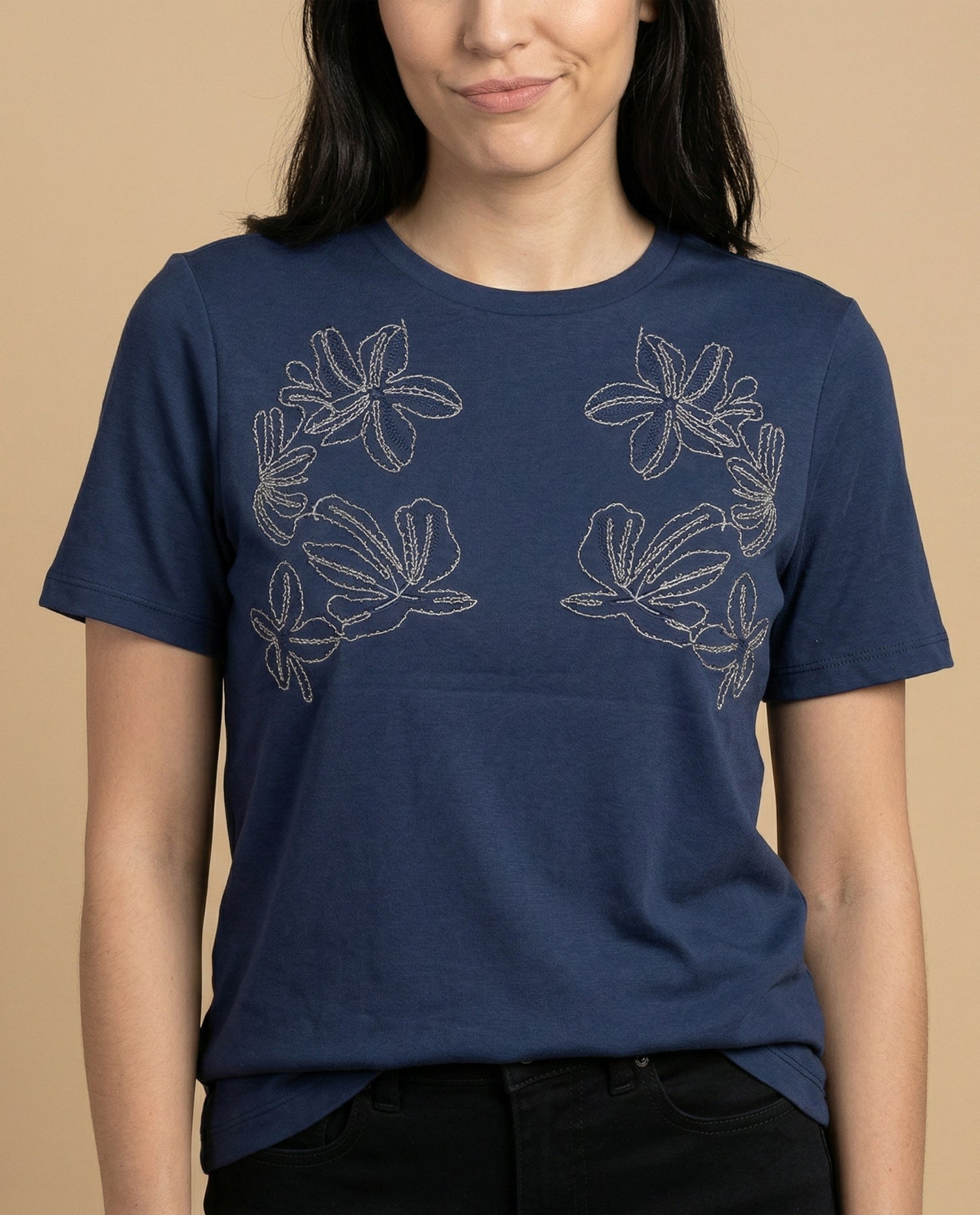 Camiseta cuello redondo manga corta básica - Azul
