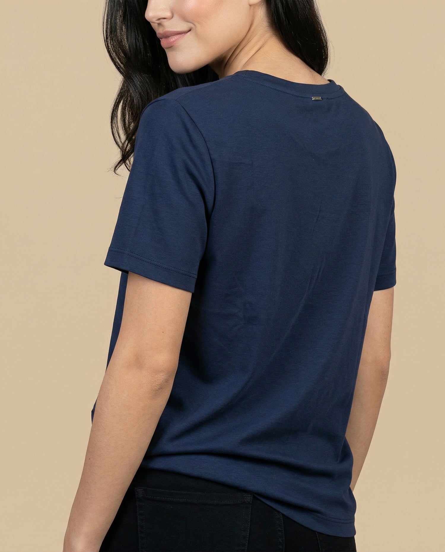 Camiseta cuello redondo manga corta básica - Azul