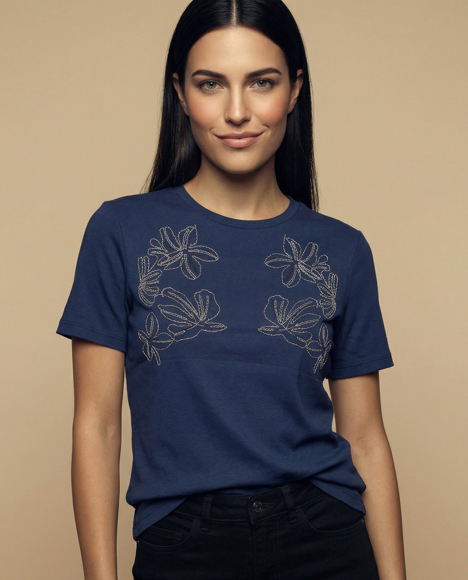 Camiseta cuello redondo manga corta básica - Azul