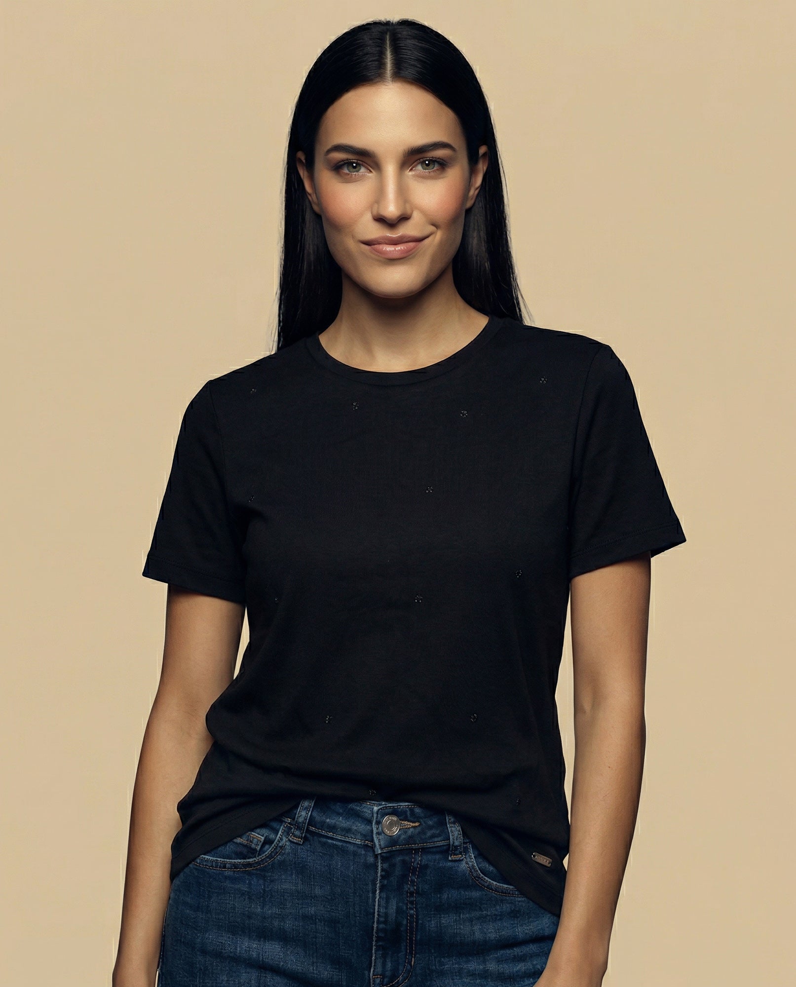 Camiseta básica cuello redondo manga corta - Negro 34_905H008_NEG190303_3