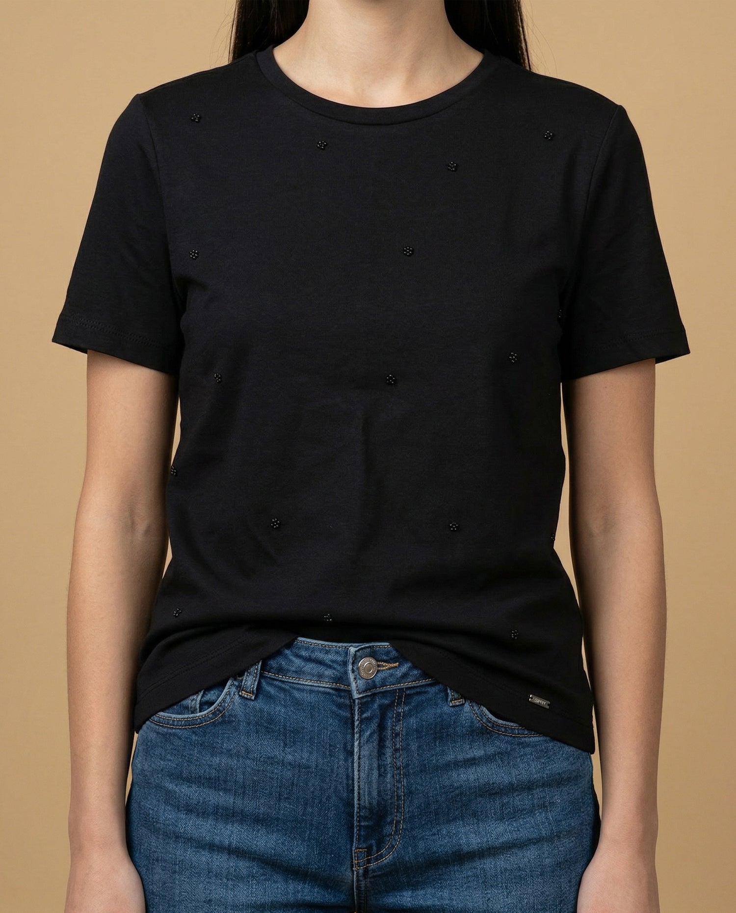 Camiseta básica cuello redondo manga corta - Negro