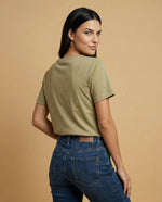Camiseta bordada cuello redondo manga corta - Verde