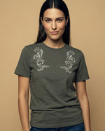 Camiseta bordada manga corta cuello redondo - Verde