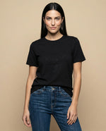 Camiseta bordada manga corta con largo extendido - Negro