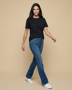 Camiseta bordada manga corta con largo extendido - Negro