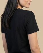 Camiseta bordada manga corta con largo extendido - Negro