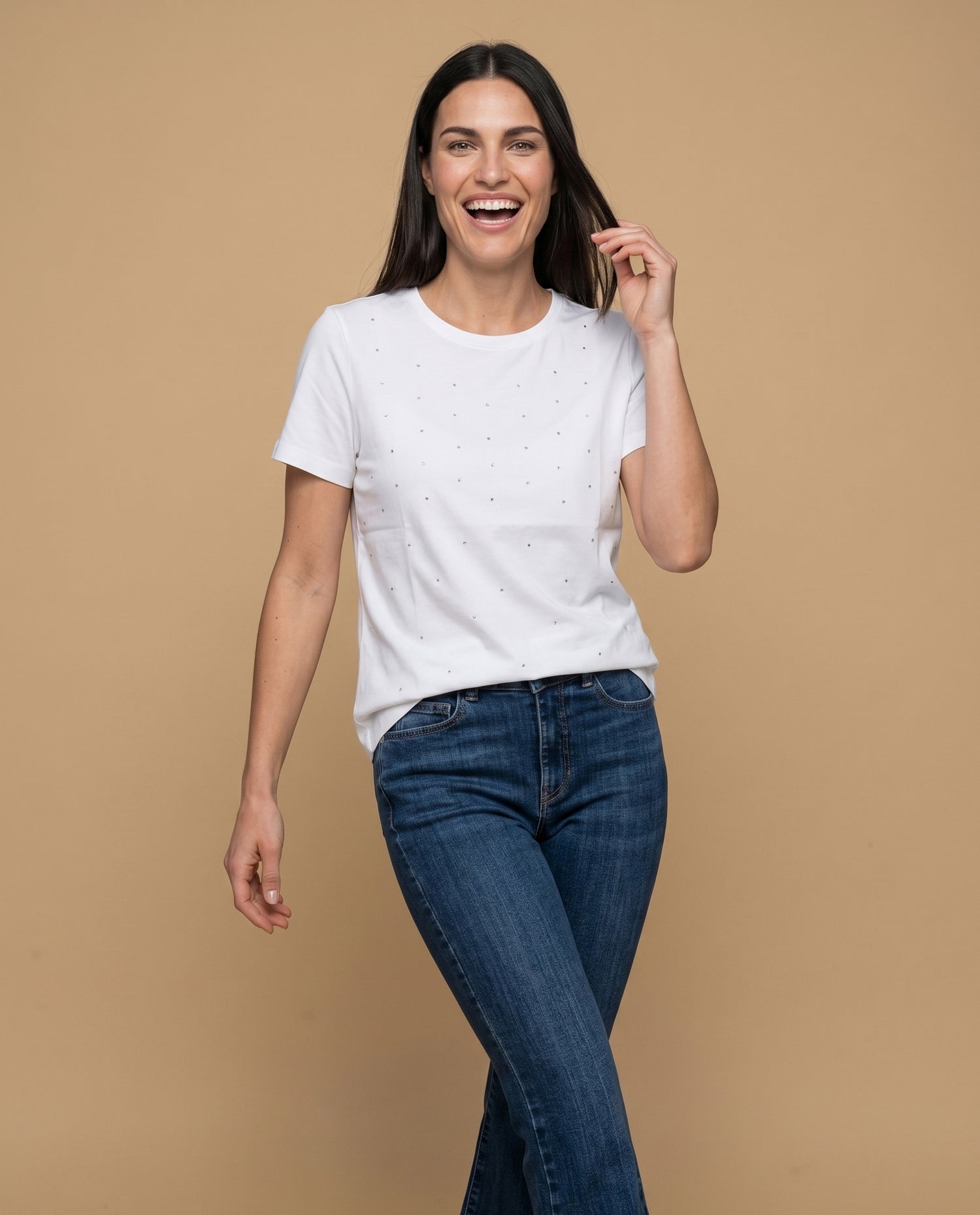 Camiseta Cuello Redondo Algodón - Crudo