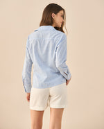 Camisa de diseño abierto para mujer - Azul