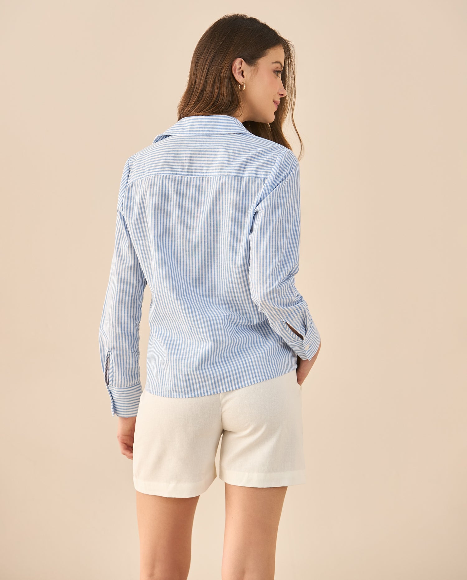 Camisa de diseño abierto para mujer - Azul