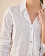 Camisa de diseño abierto para mujer - Blanco