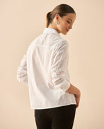 Camisa de diseño abierto para mujer - Blanco
