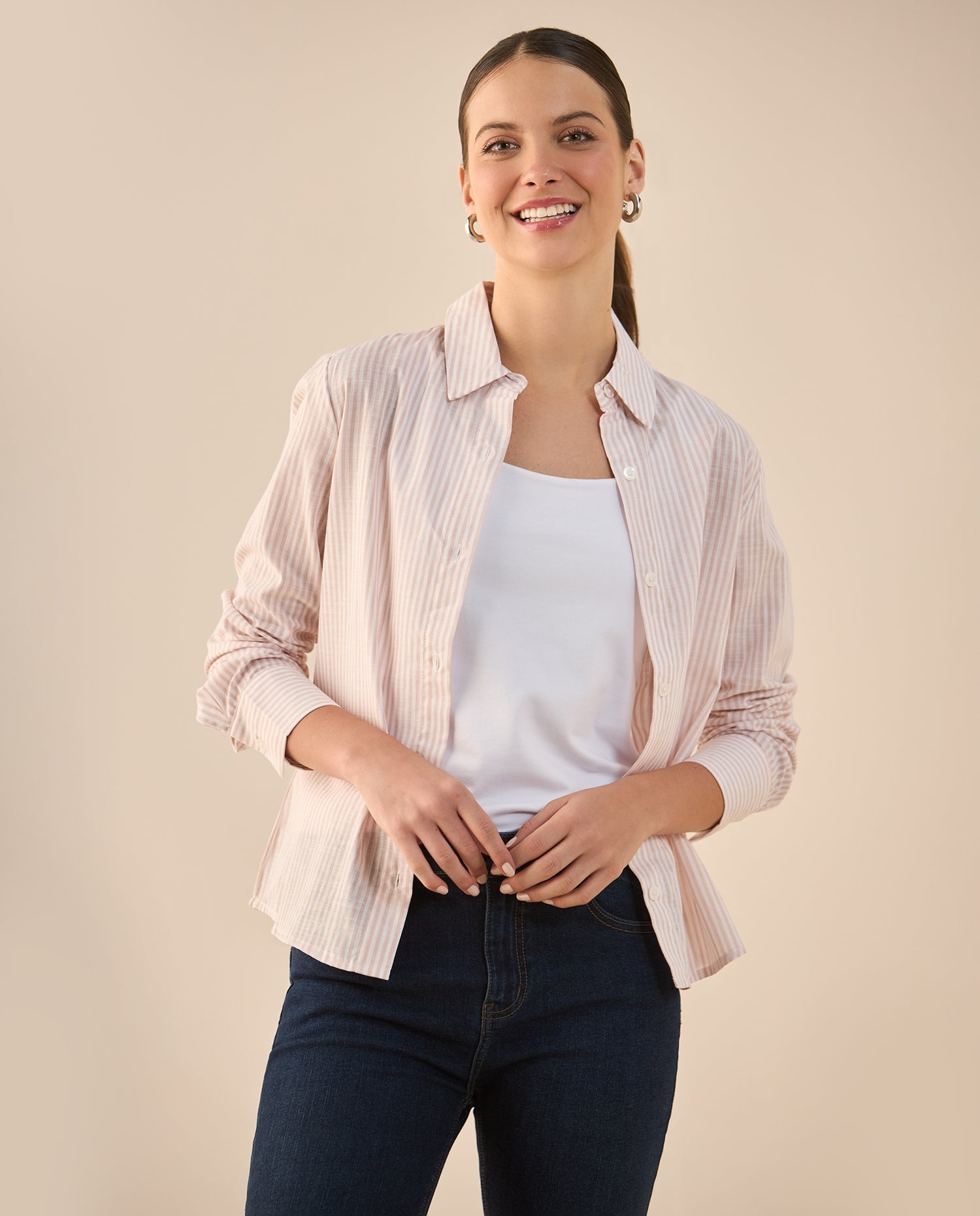 Camisa de diseño abierto para mujer - Rosa