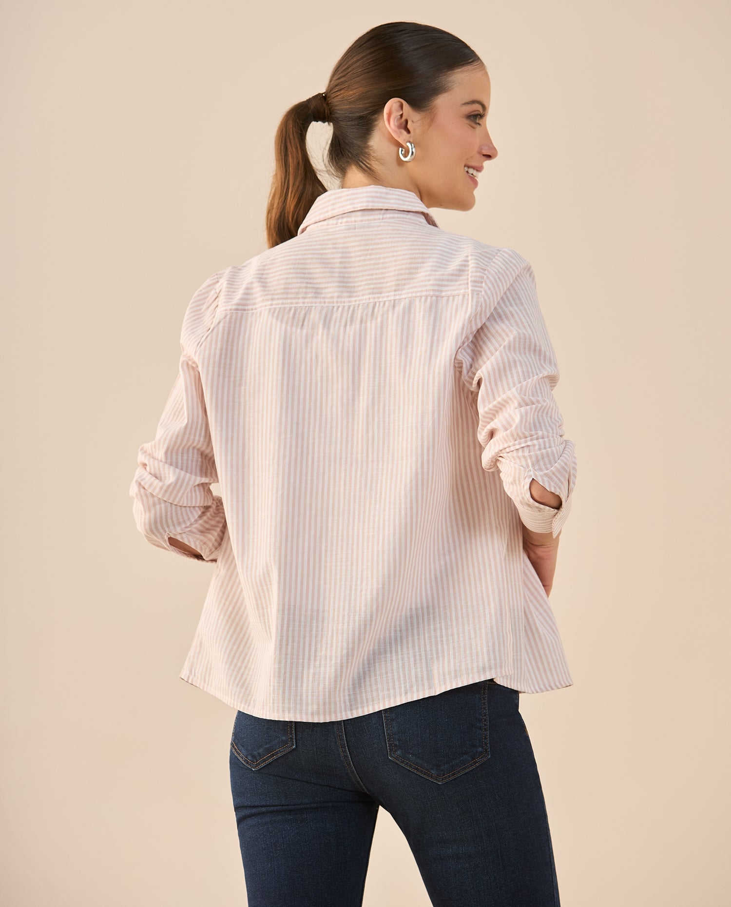 Camisa de diseño abierto para mujer - Rosa