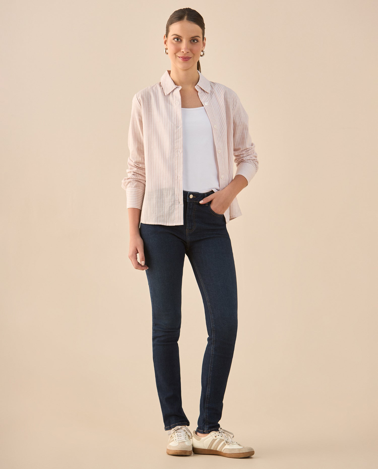 Camisa de diseño abierto para mujer - Rosa