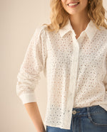 Camisa con detalles desagujados para mujer - Blanco