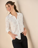 Camisa con mini prints de corazones para mujer - Blanco