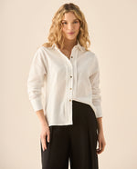 Camisa de tela con textura para mujer - Blanco