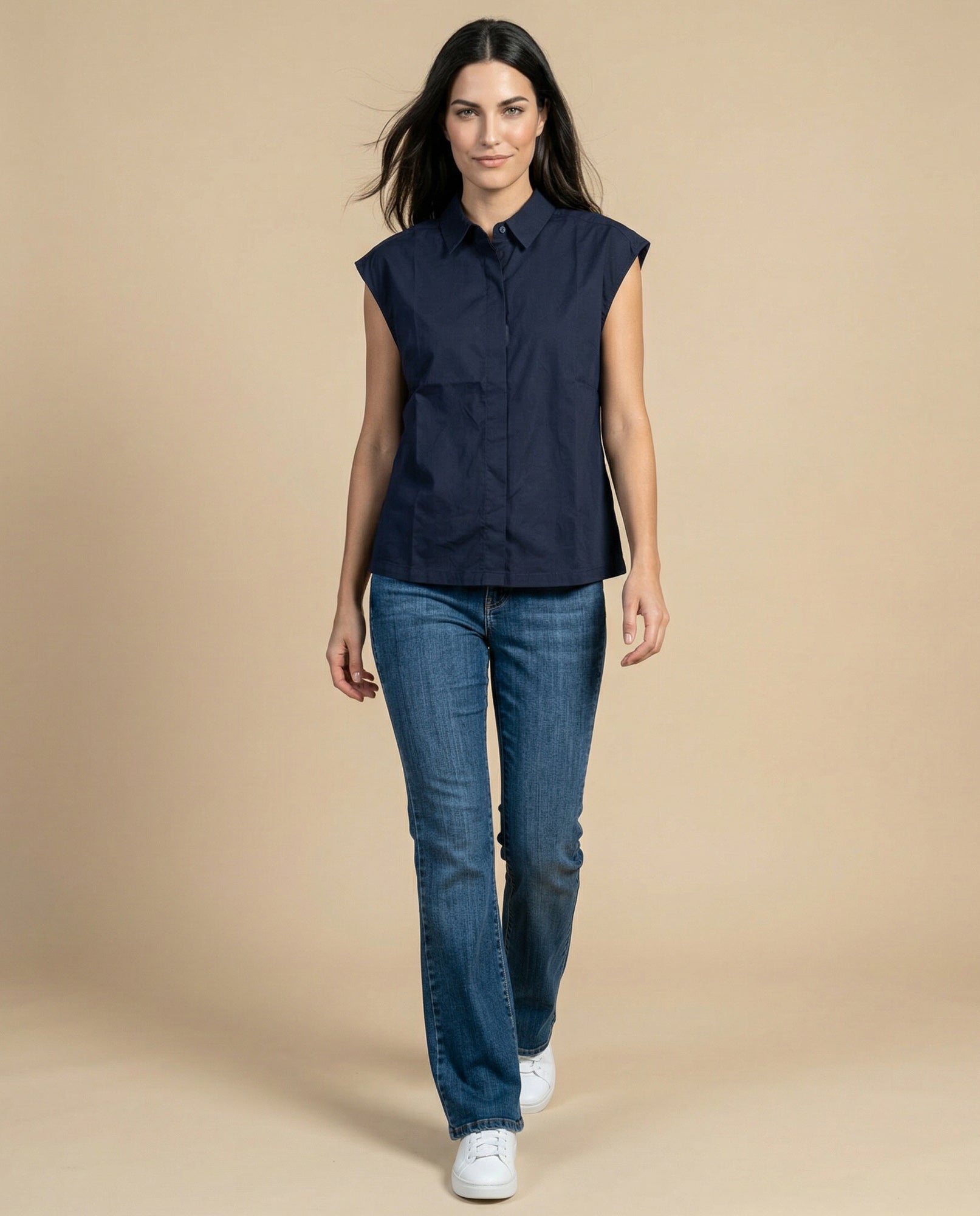 Camisa manga corta cuello camisero en algodón - Azul 34_912H000_AZU193831_5