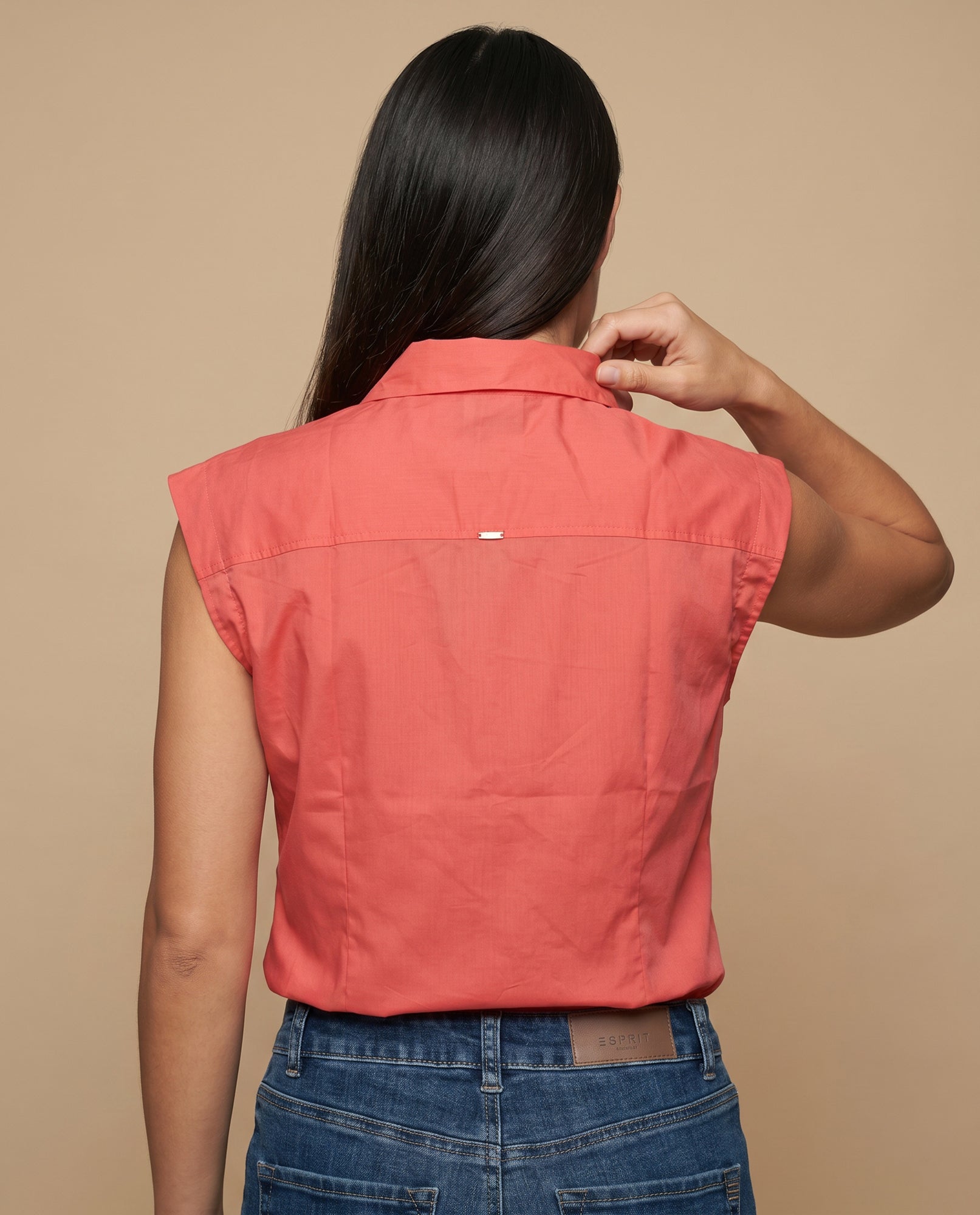 Camisa manga corta cuello camisero en algodón - Rojo 34_912H000_ROJ181563_4