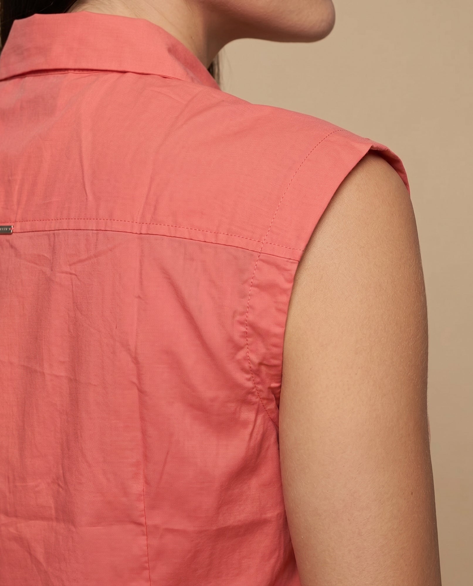 Camisa manga corta cuello camisero en algodón - Rojo 34_912H000_ROJ181563_6
