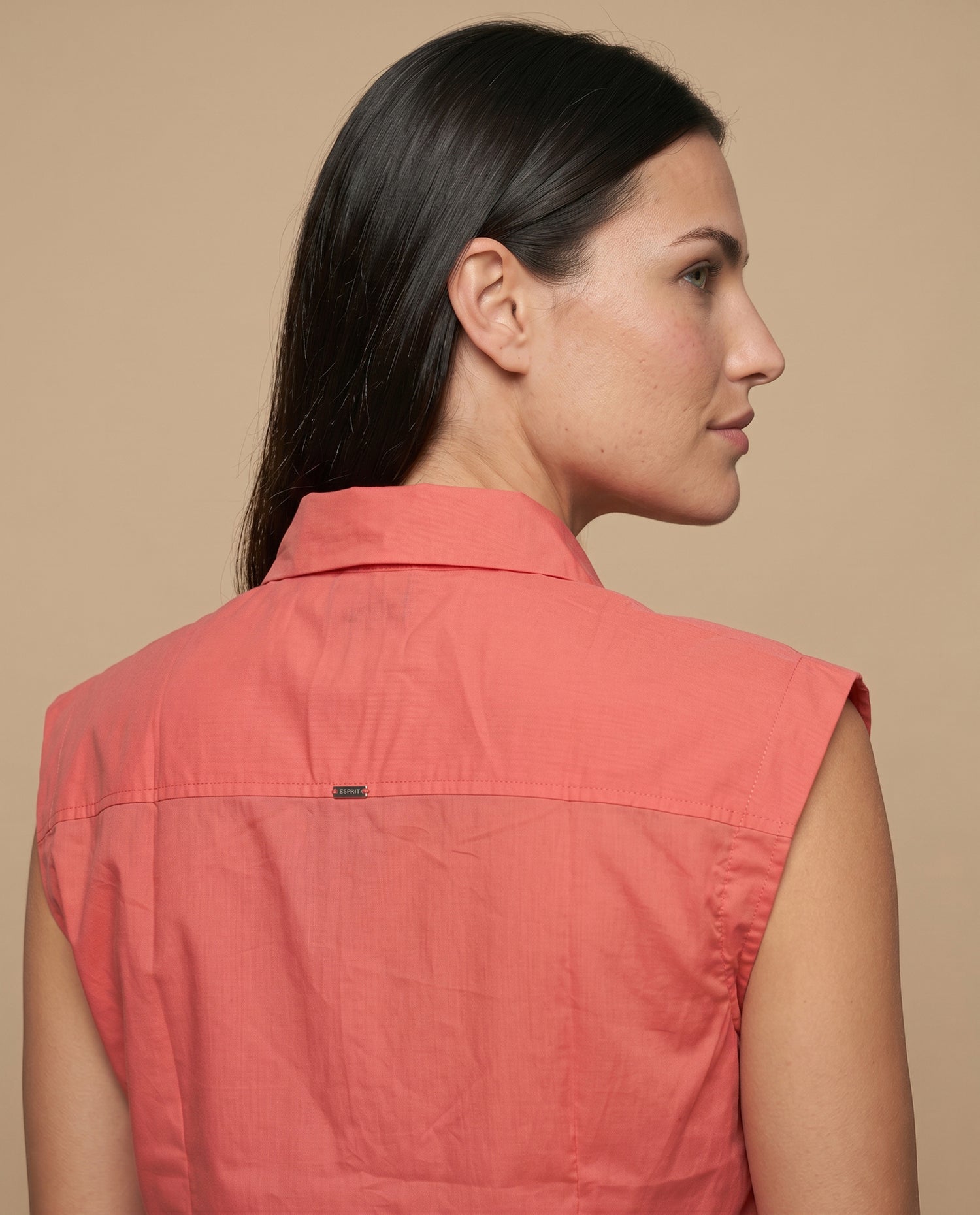 Camisa manga corta cuello camisero en algodón - Rojo