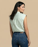 Camisa manga corta cuello camisero en algodón - Verde