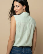 Camisa manga corta cuello camisero en algodón - Verde