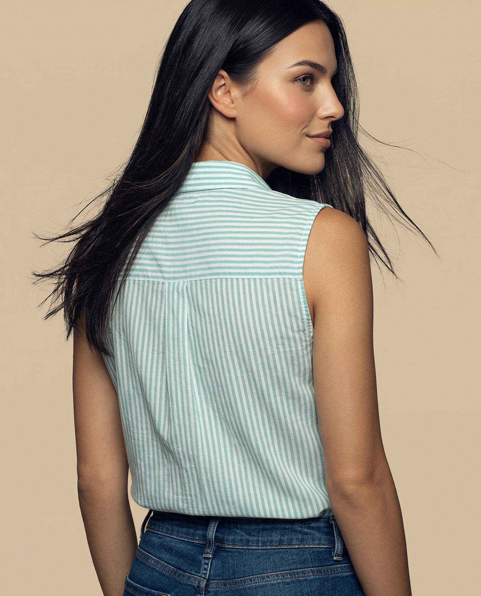 Camisa manga corta cuello camisero en algodón - Verde 34_912H000_VER175641_6