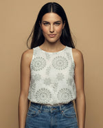 Camisa manga sisa de tejido con textura cuello redondo - Crudo