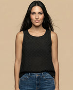 Camisa manga sisa de tejido con textura cuello redondo - Negro
