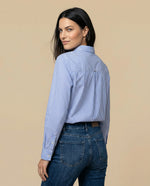 Camisa manga larga cuello camisero en algodón - Azul