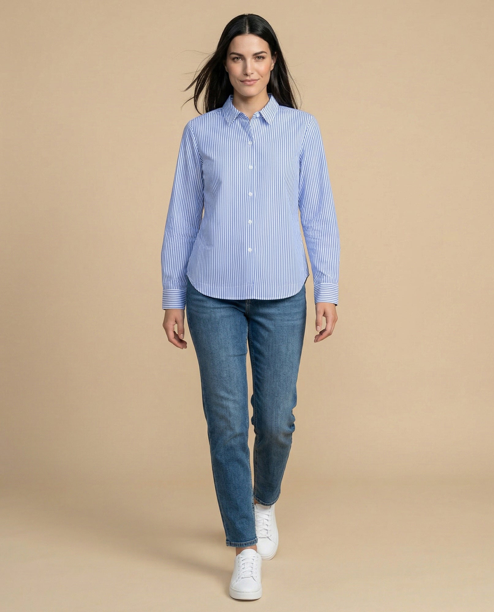 Camisa manga larga cuello camisero en algodón - Azul 34_912H005_AZU184022_5