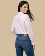 Camisa manga larga cuello camisero en algodón - Rosa