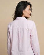 Camisa manga larga cuello camisero en algodón - Rosa
