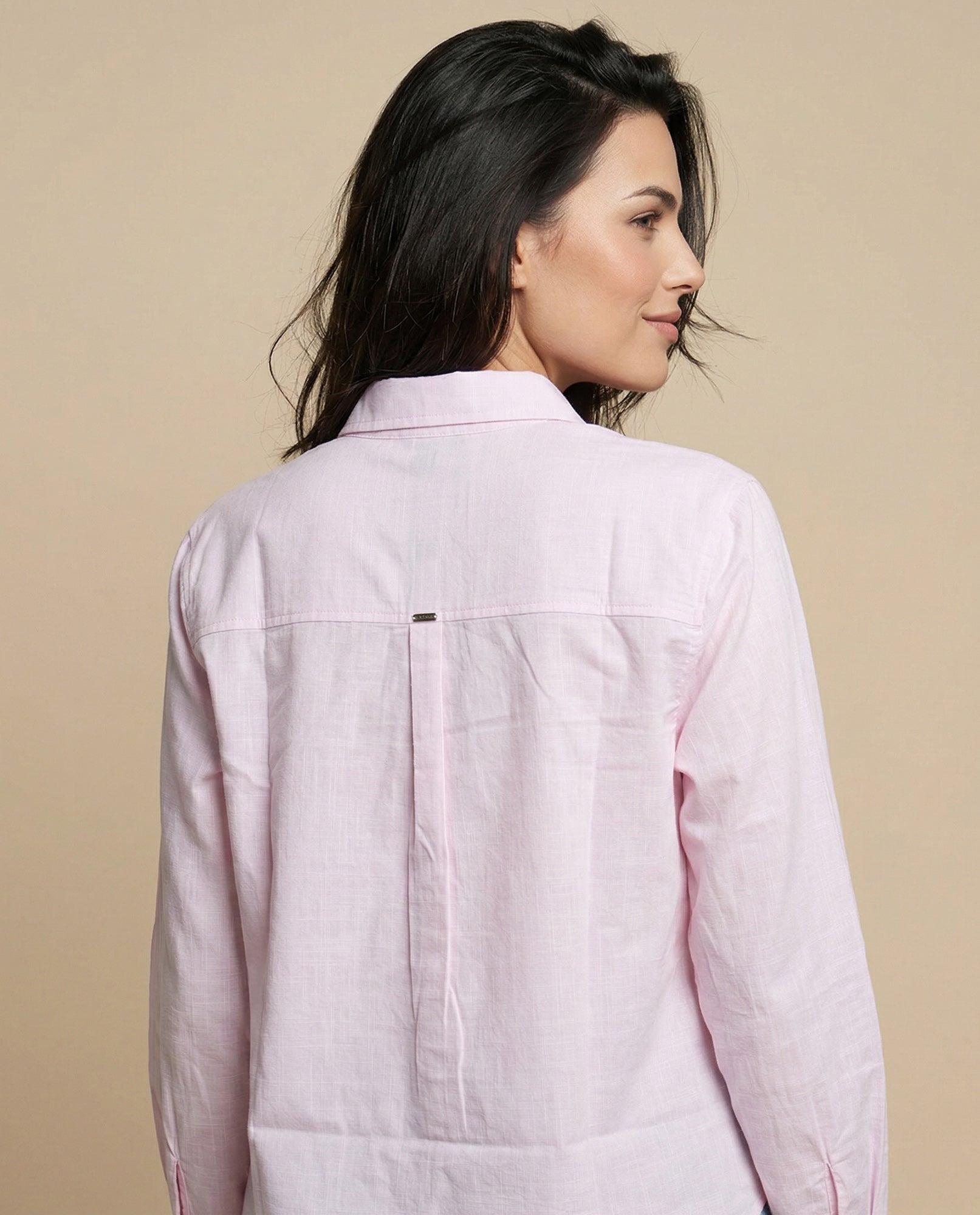 Camisa manga larga cuello camisero en algodón - Rosa 34_912H005_ROS132802_6