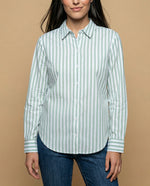 Camisa manga larga cuello camisero en algodón - Verde