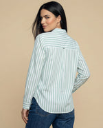 Camisa manga larga cuello camisero en algodón - Verde